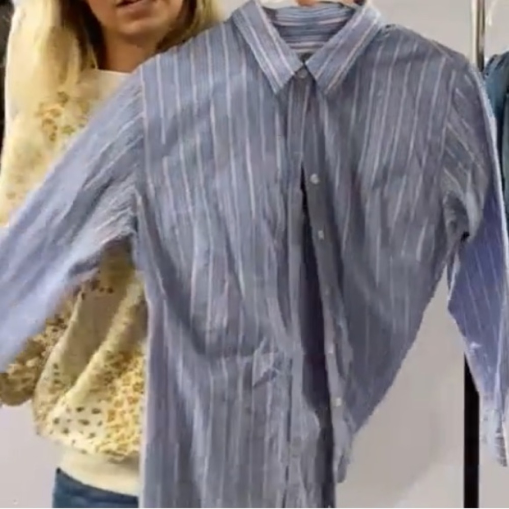 Banana Republic Striped Button Down Blouse 12
